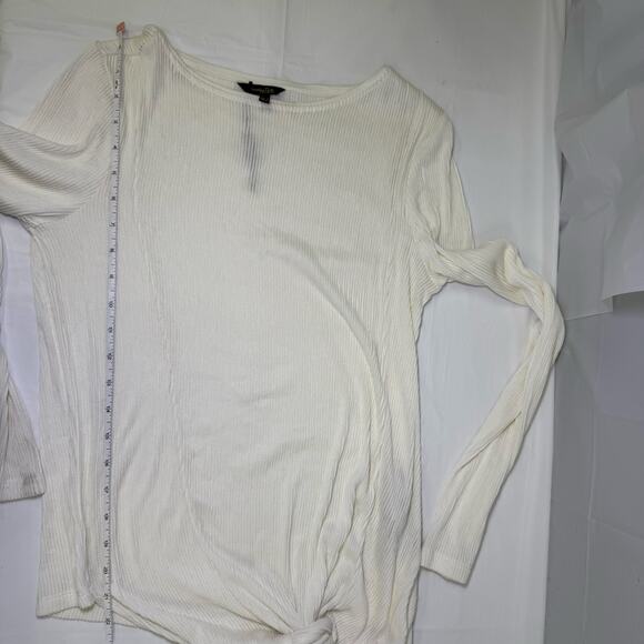 Massimo Dutti White Ribbed Long Sleeve Tie Front Top Size S - Picture 6 of 10